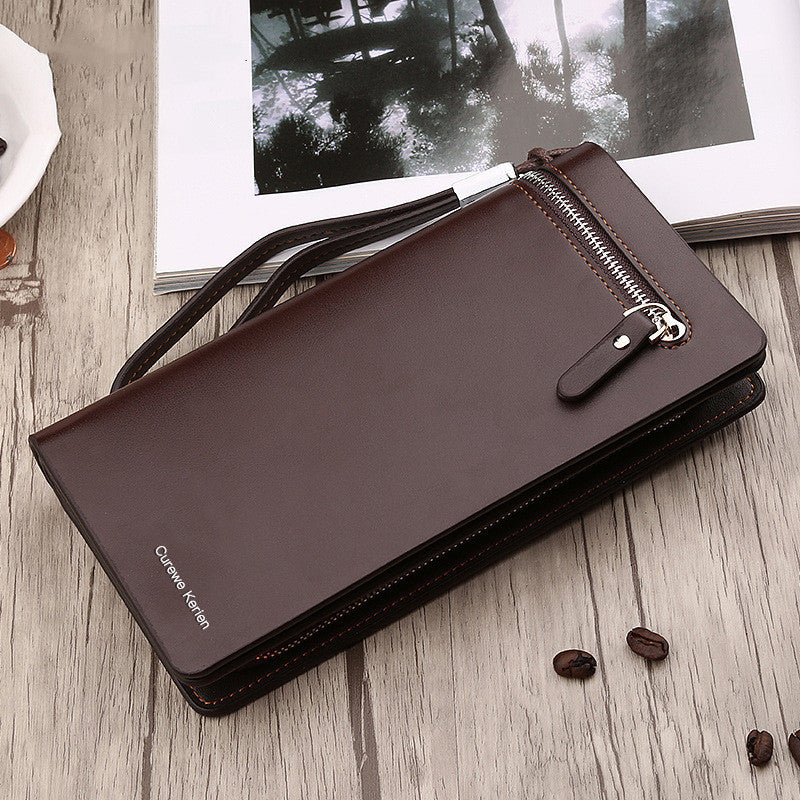 Business Long Zipper Press Button Bag