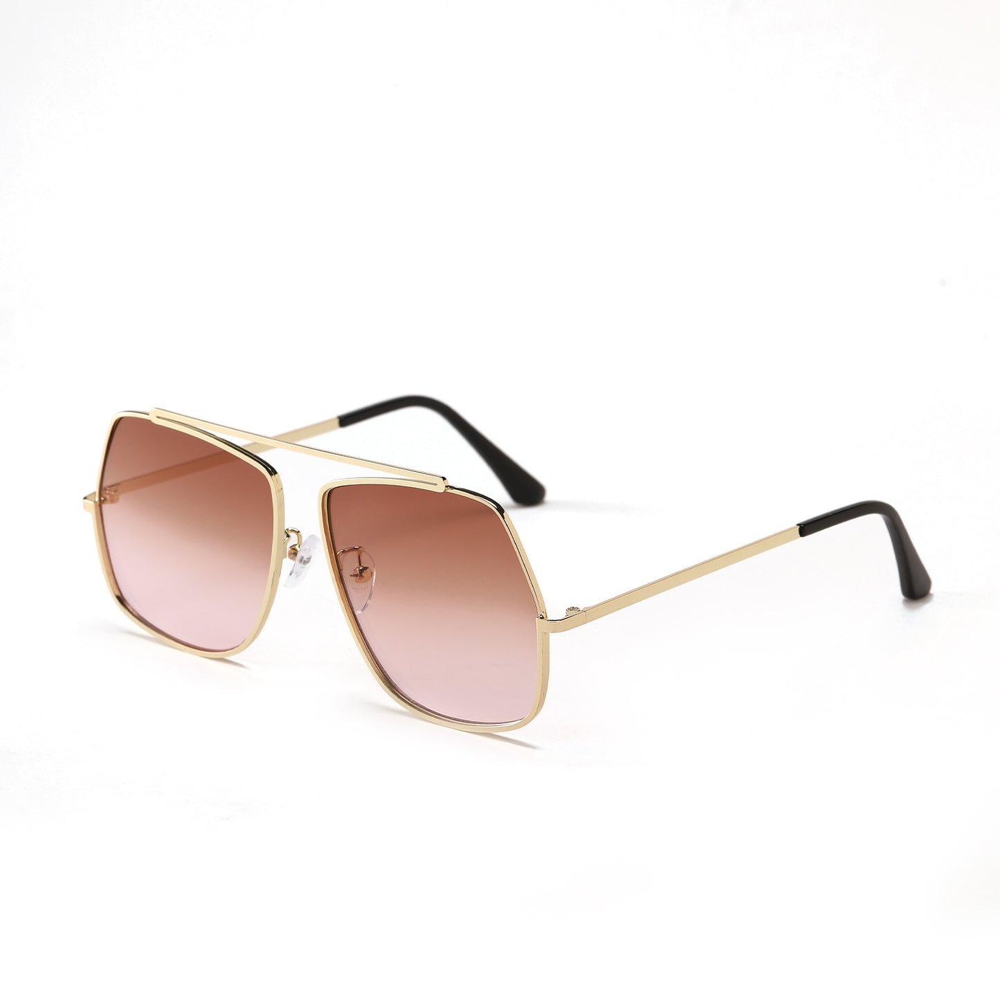 Women's Metal Frame Polygonal Single Bridge Gradient Sunglasses