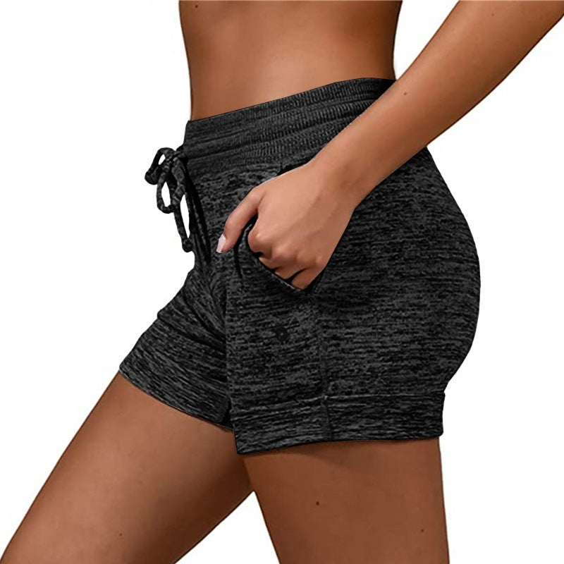 Solid Color Lace Up Yoga Pants Casual Sports Outdoor Women's Shorts