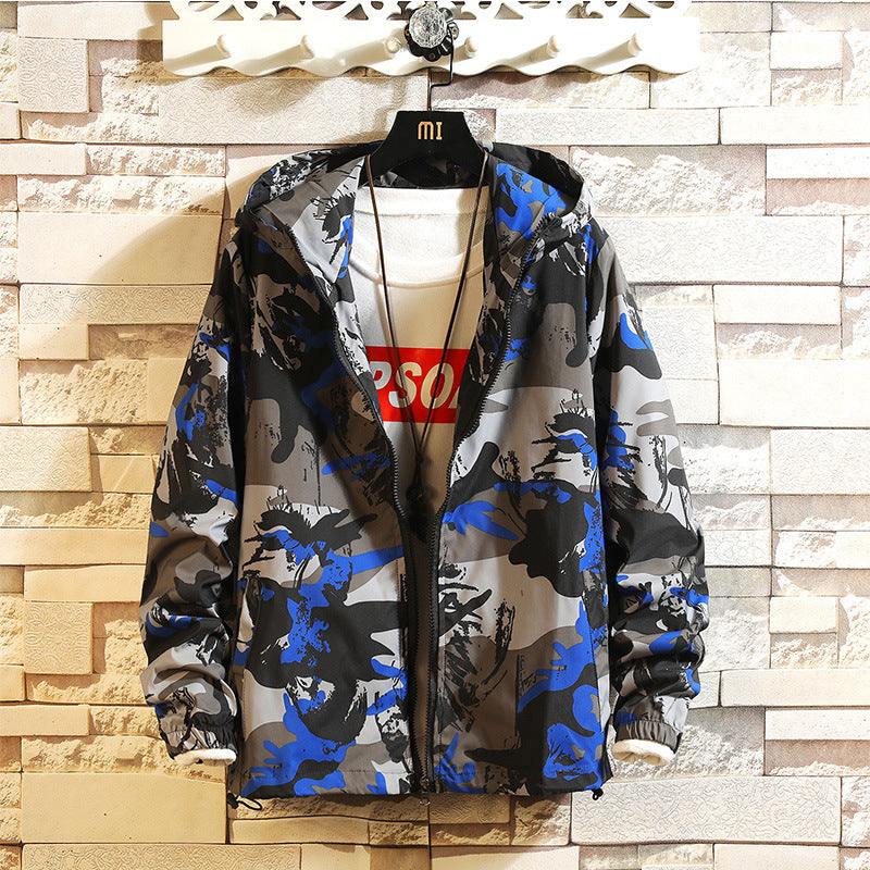 Camouflage Zipper Hooded Jacket Men's Coat