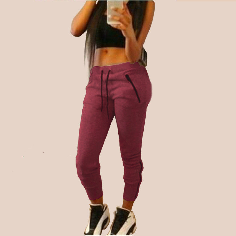 Fashion Casual Ladies Tie Trousers With Zippers And Zippers
