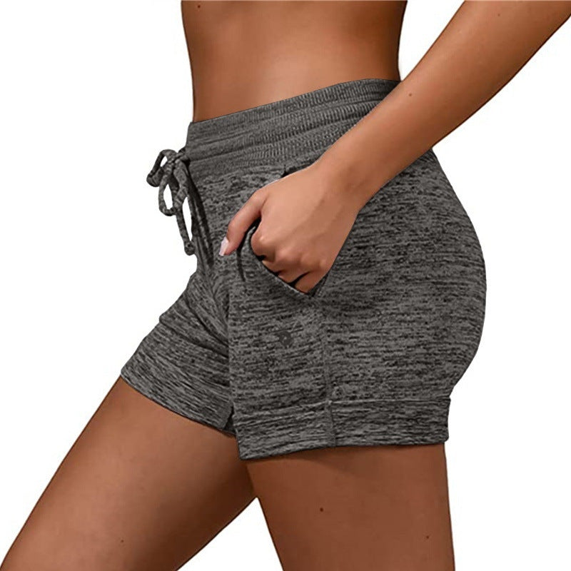 Solid Color Lace Up Yoga Pants Casual Sports Outdoor Women's Shorts