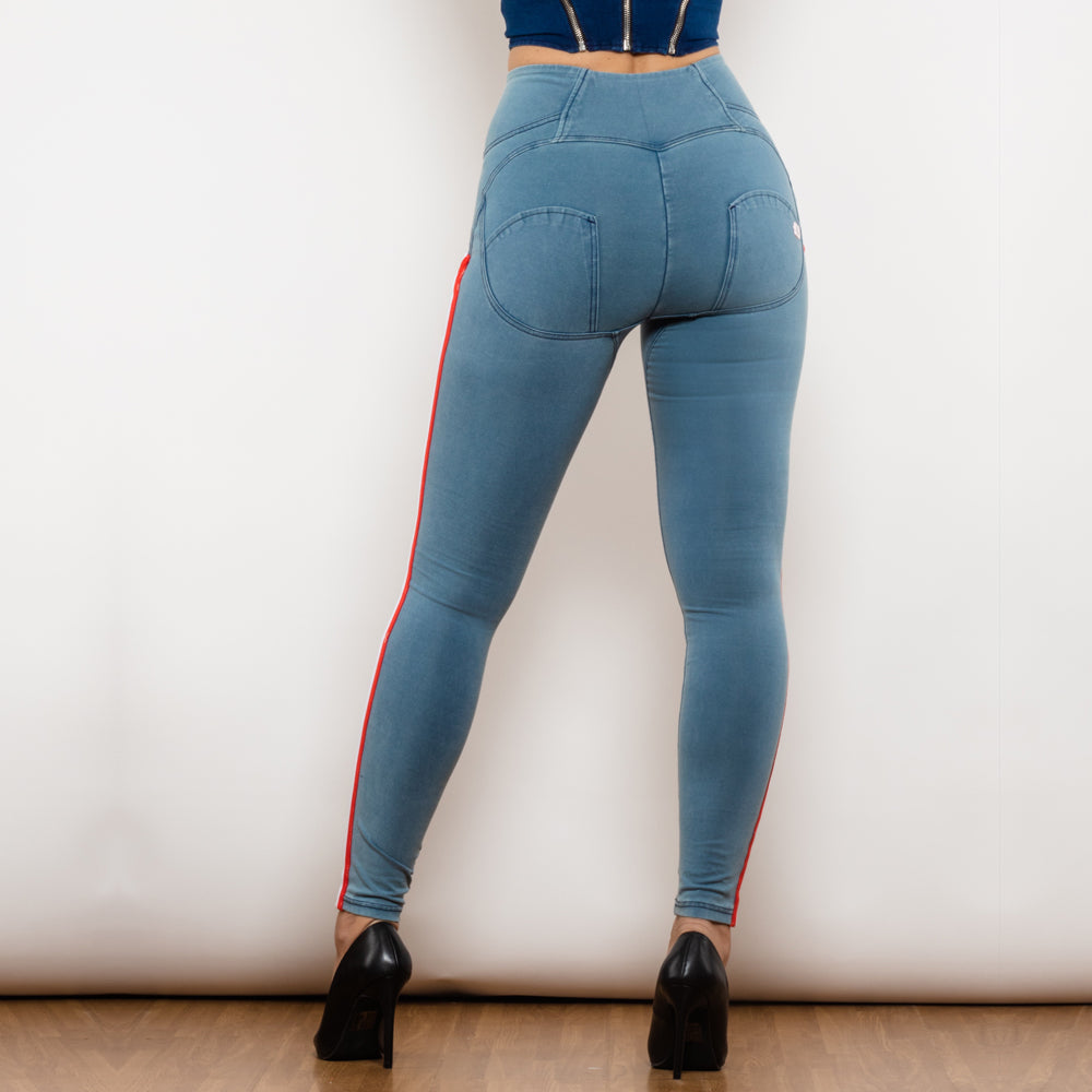 Shascullfites Melody Fashion Side Stripe Skinny Slim Fit Jeans Butt Lifting Female Casual Elasticity Pencil Denim Pants