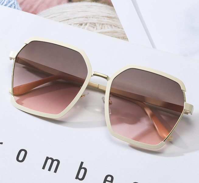 Metal Semi-rimless Sunglasses Street Shooting European And American Women UV Protection Glasses