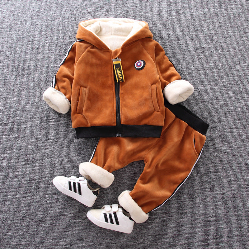 Boys And Girls Casual Fashion Plus Velvet Thickening Children