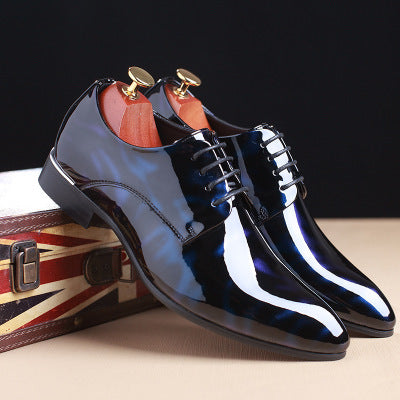 2021 popular men's leather shoes with glossy patent leather shoes
