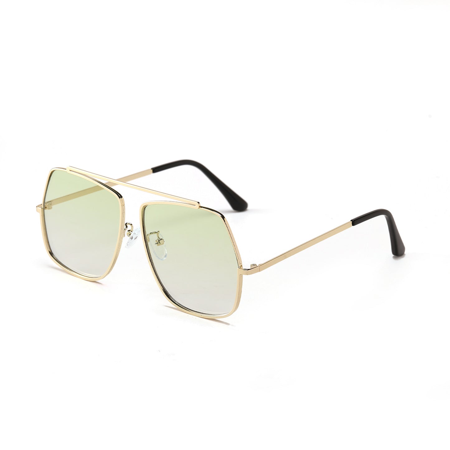 Women's Metal Frame Polygonal Single Bridge Gradient Sunglasses