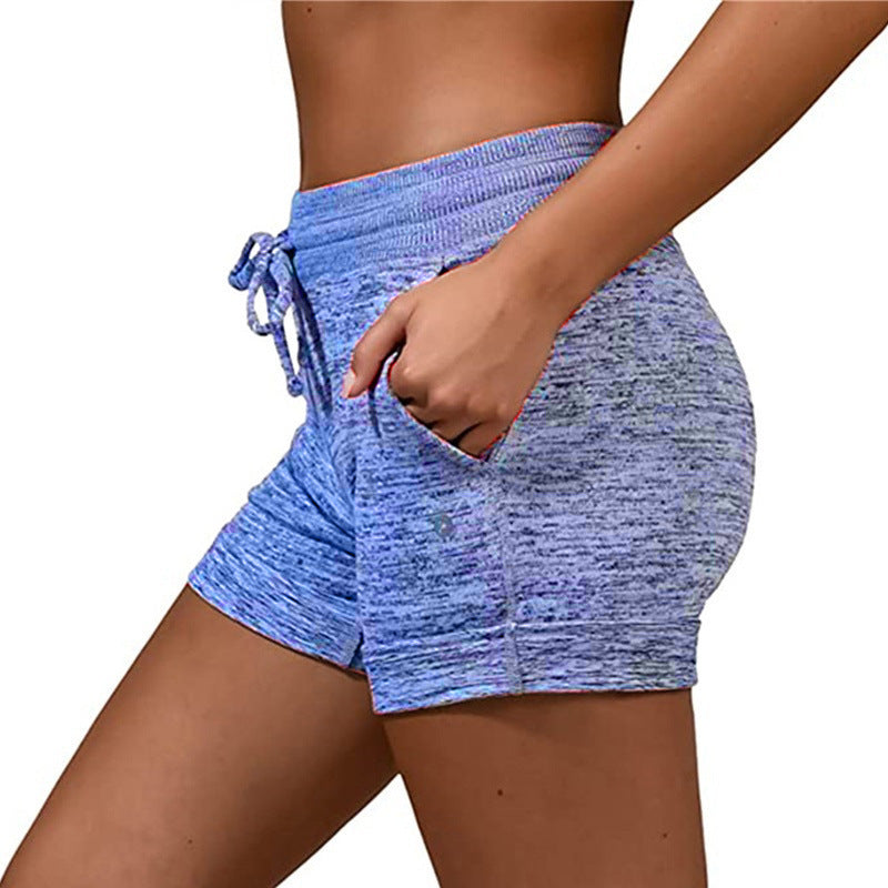 Solid Color Lace Up Yoga Pants Casual Sports Outdoor Women's Shorts