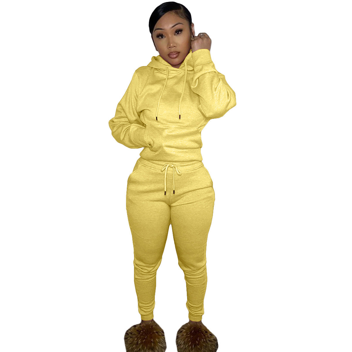 Brushed Hoody Women's Two-piece Hoodie Suit Casual Sports Suit