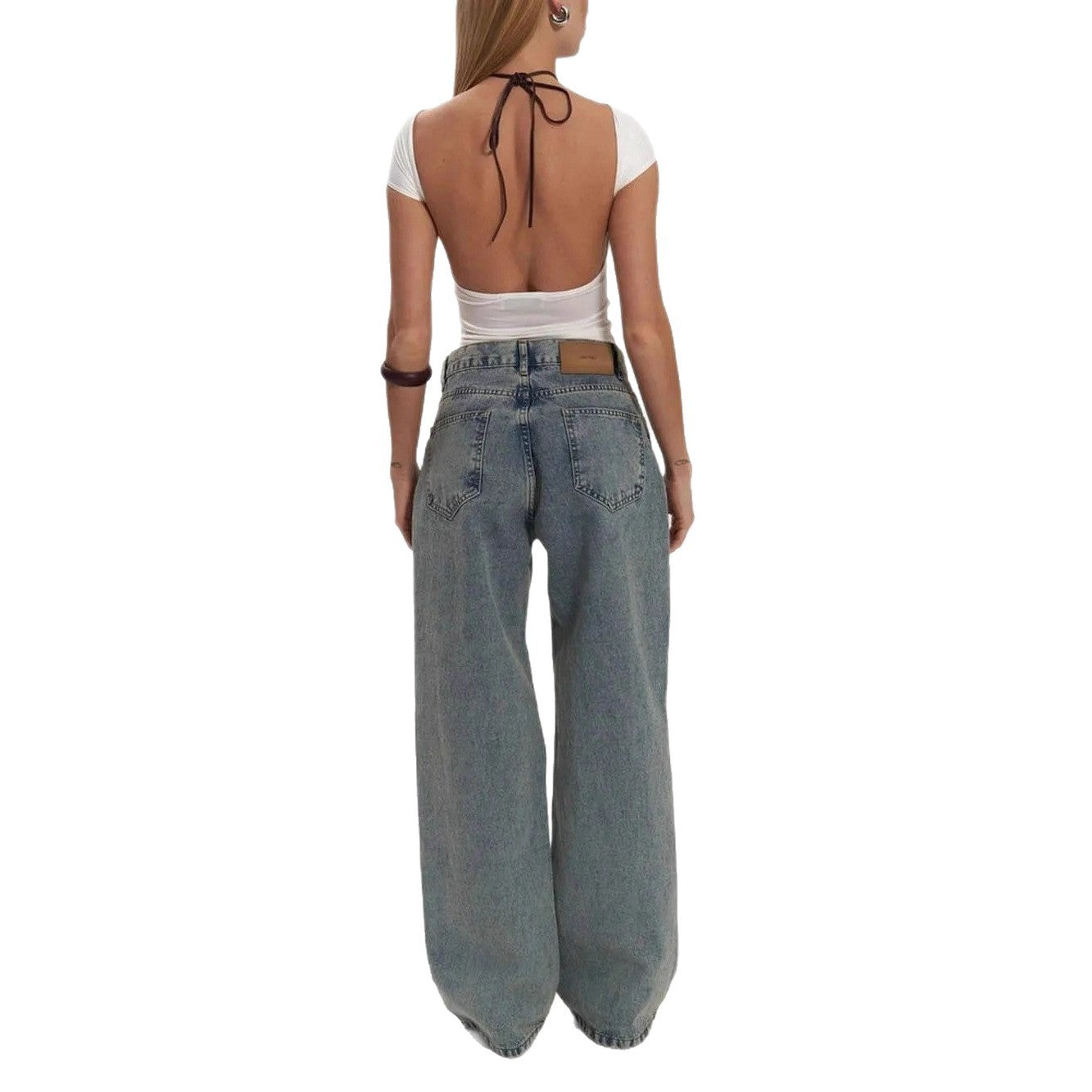 Retro Straight-leg Pants Hollow Texture Niche Design Jeans Y2g Wide Leg Trousers