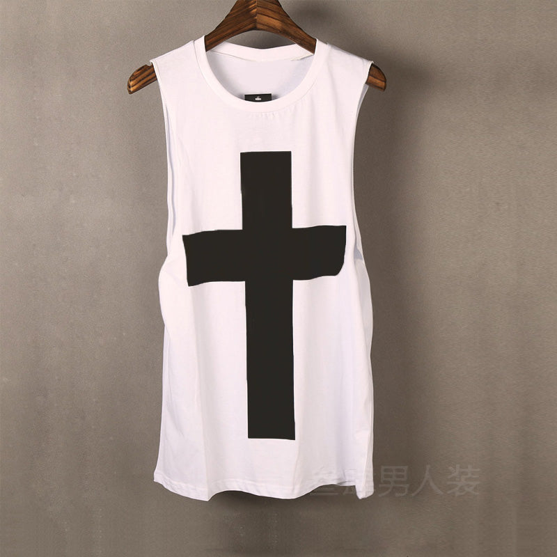 Sleeveless Cross Wide Shoulder Back Heart Man