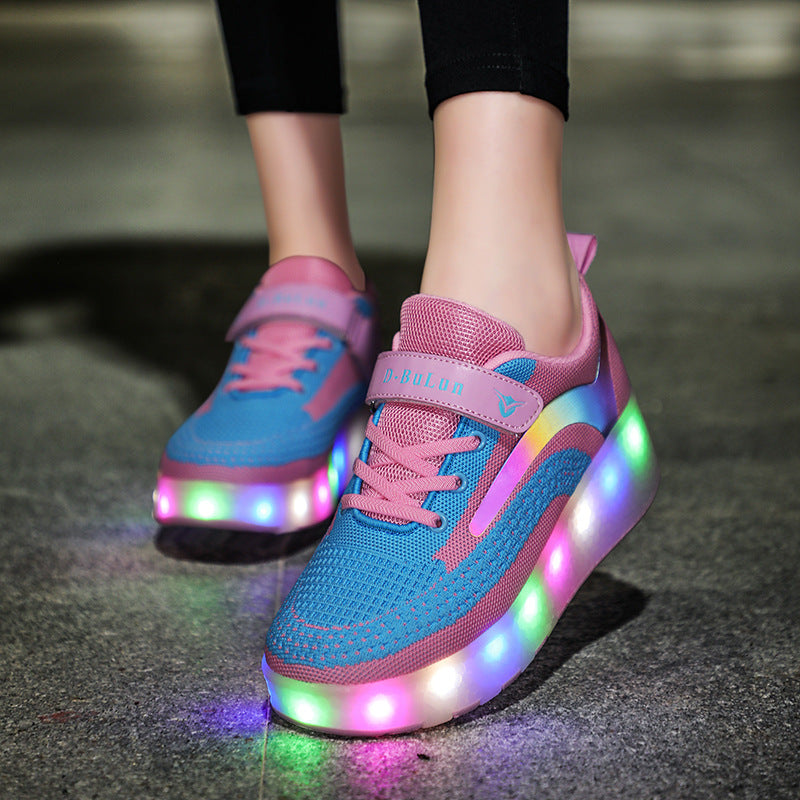 Children's Hair Smooth Roller Shoelace Light Wheel Shoes