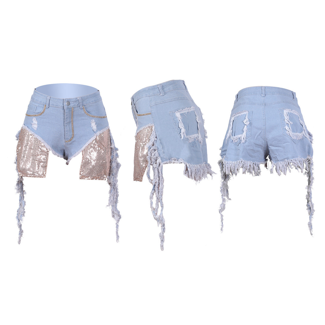 Rhinestone washed jeans
