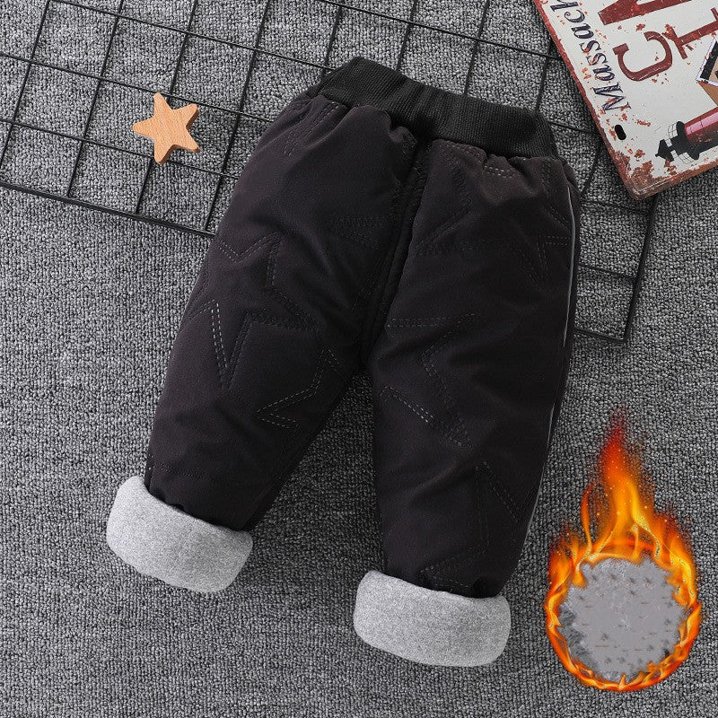 Baby Cotton Pants Boys Three Layer Plus Velvet And Thick Girls