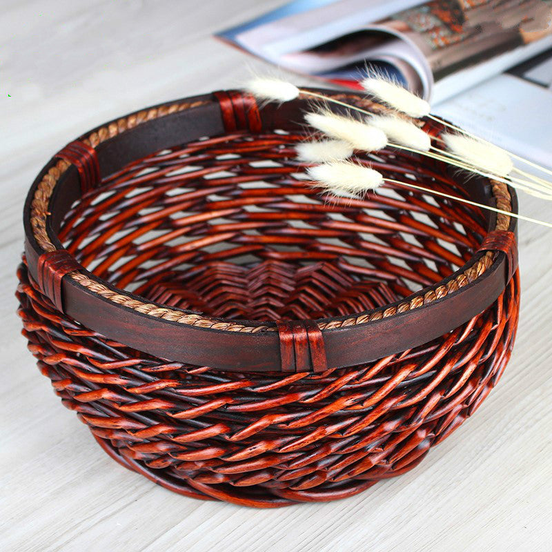 Circular rattan basket for storage