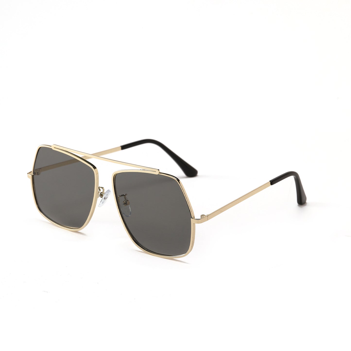 Women's Metal Frame Polygonal Single Bridge Gradient Sunglasses