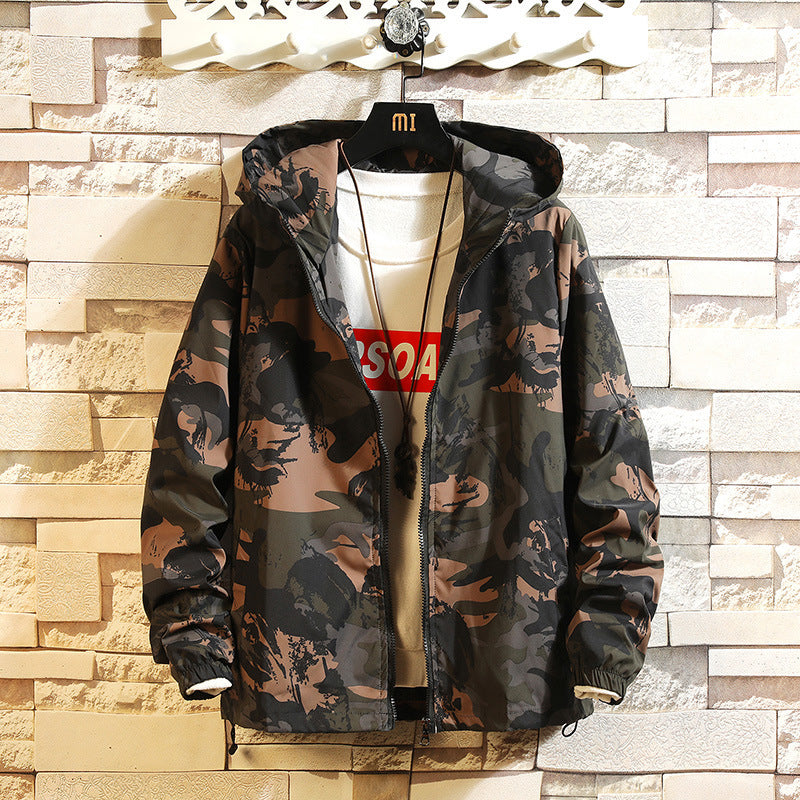 Camouflage Zipper Hooded Jacket Men's Coat