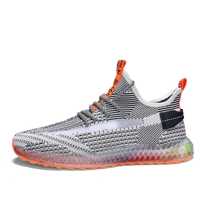 Rainbow bottom coconut shoes flying woven running shoes