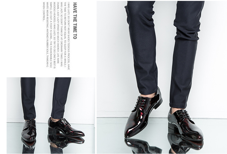 2021 popular men's leather shoes with glossy patent leather shoes