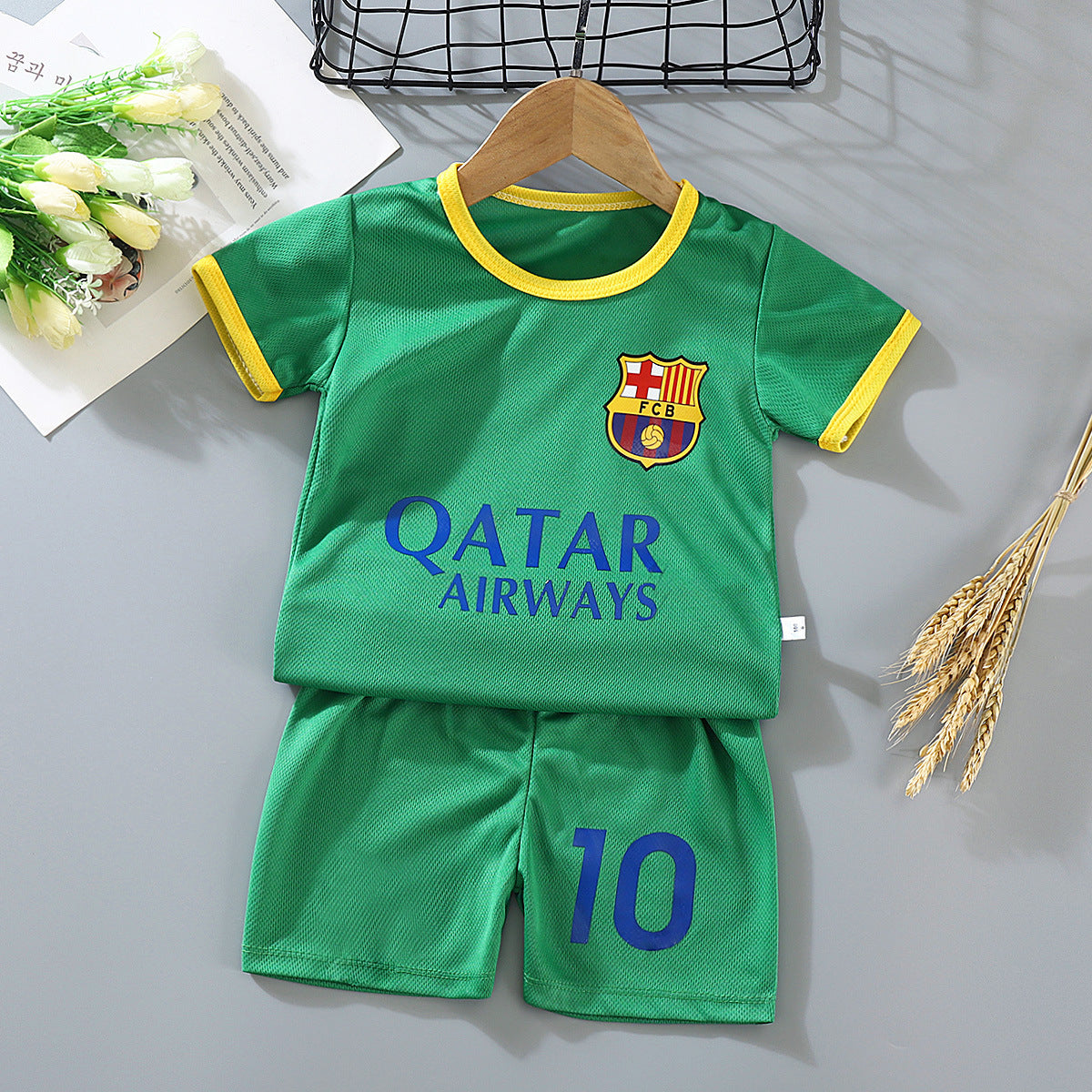 Boys And Girls Spring And Summer Jersey Training Wear Baby Short Sleeve Shorts Quick-drying Mesh Breathable