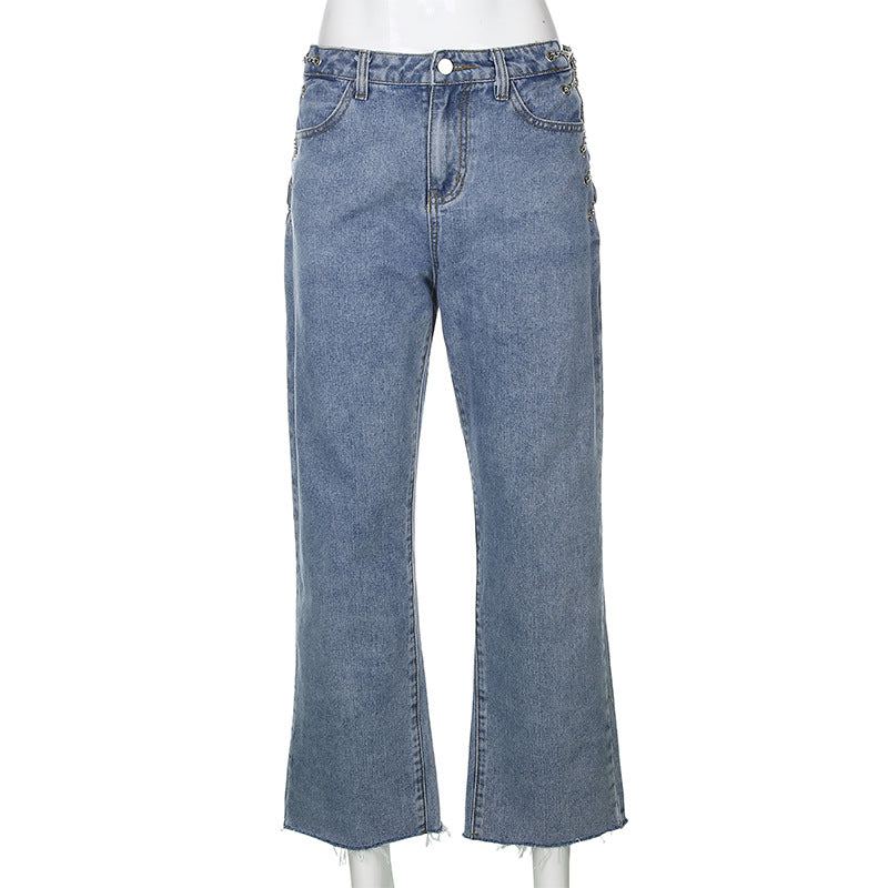 Women's high waist washed jeans