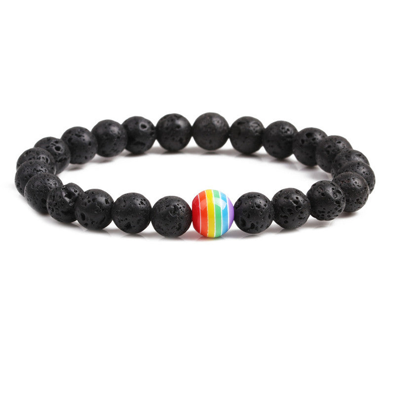 Volcanic Rock Couple Bracelet Colorful Chakra Bracelet