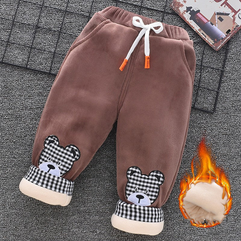 Baby Cotton Pants Boys Three Layer Plus Velvet And Thick Girls