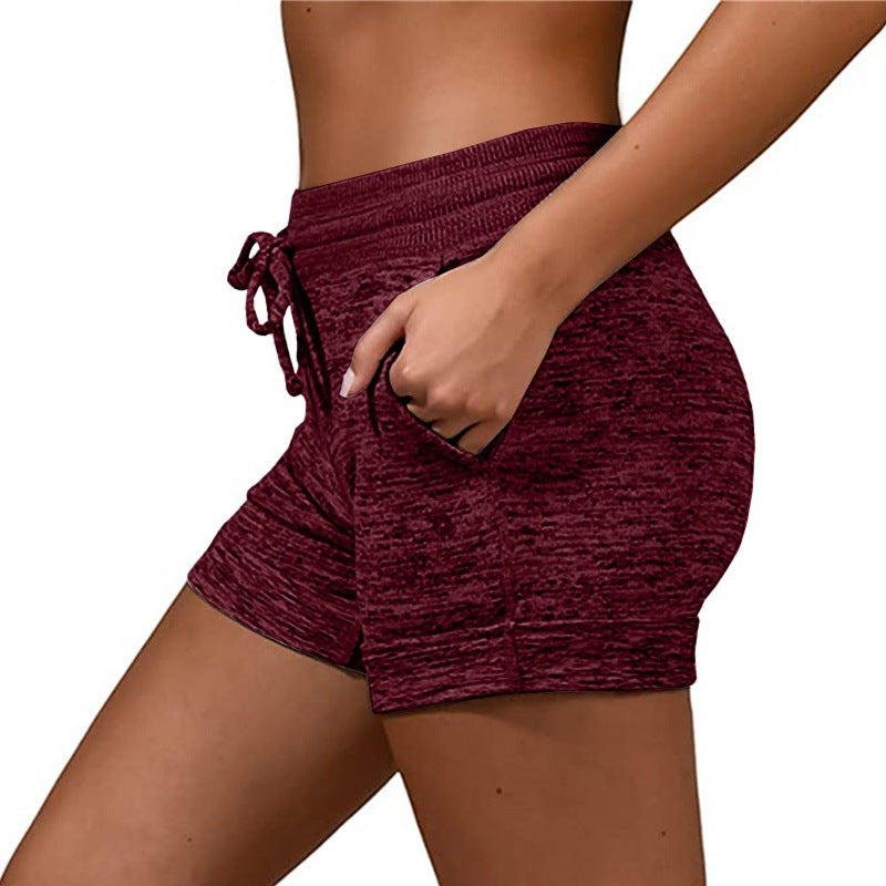 Solid Color Lace Up Yoga Pants Casual Sports Outdoor Women's Shorts