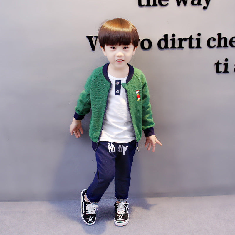 Children's three piece spring and autumn clothes