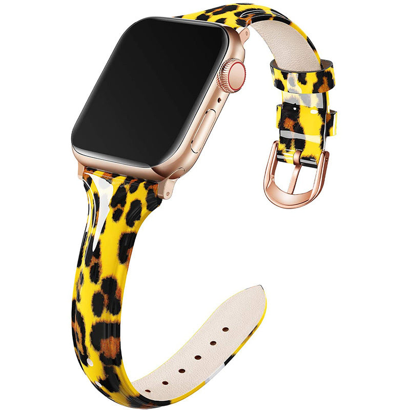 Compatible With , Suitable For Watch 6se Strap Watch Small Waist Glossy Patent Leather Iwatch Leather Strap