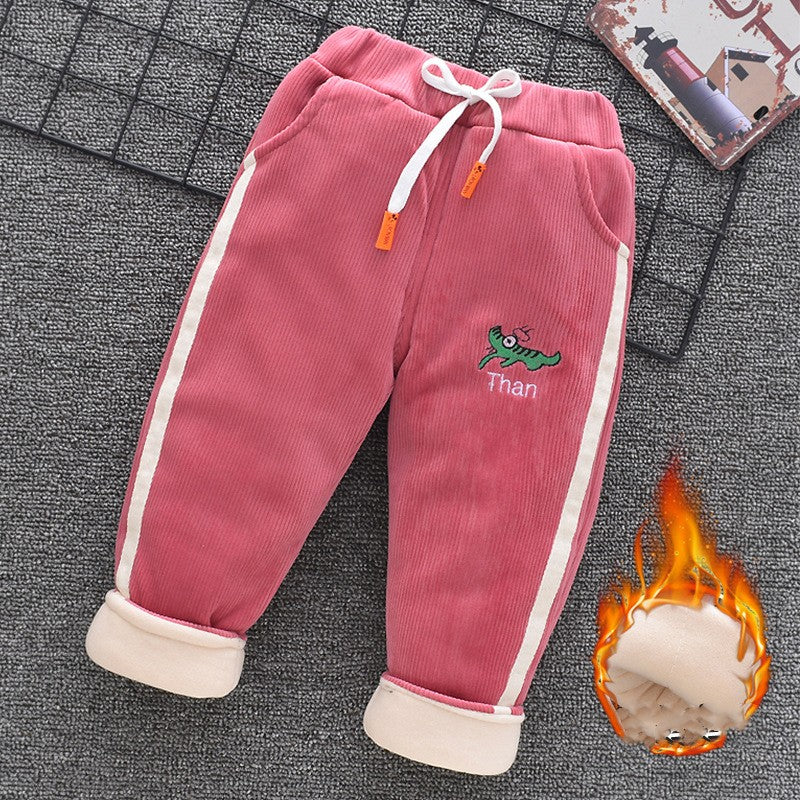 Baby Cotton Pants Boys Three Layer Plus Velvet And Thick Girls