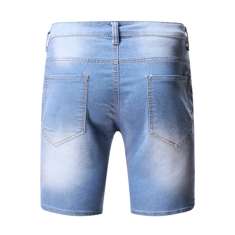 Men's Fashion Holes Blue Denim Shorts