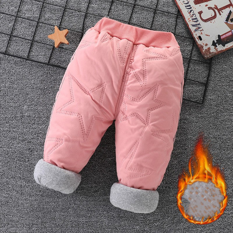 Baby Cotton Pants Boys Three Layer Plus Velvet And Thick Girls