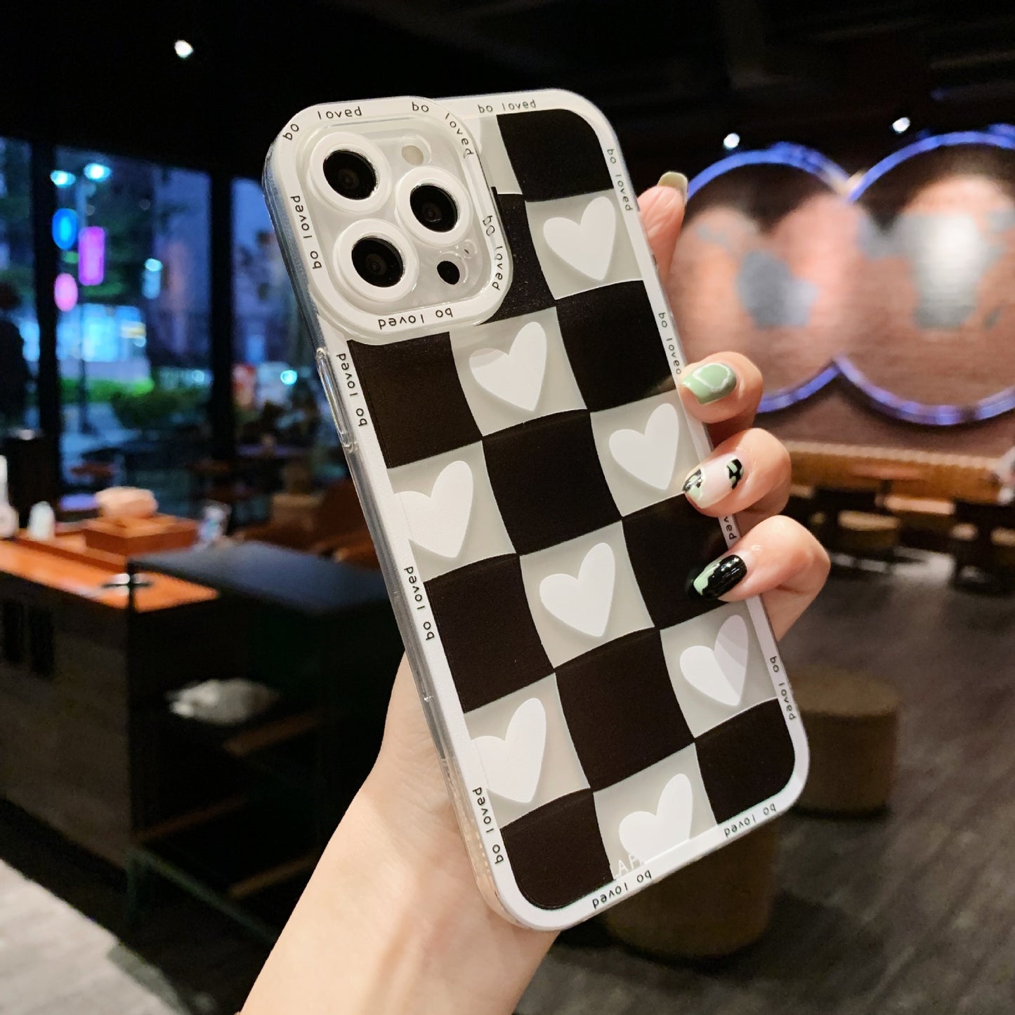 Chess And Card Love Black And White Lattice Full Soft Protective Case Mobile Phone
