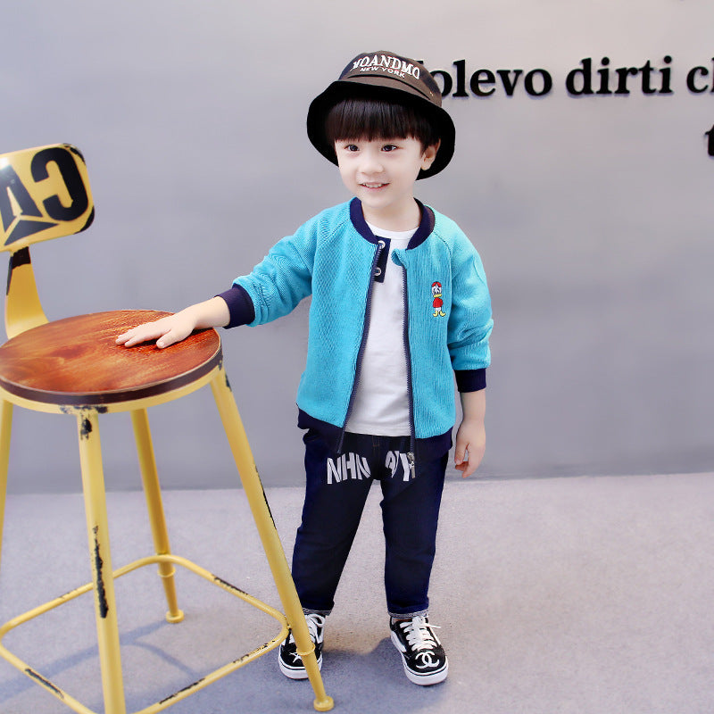 Children's three piece spring and autumn clothes