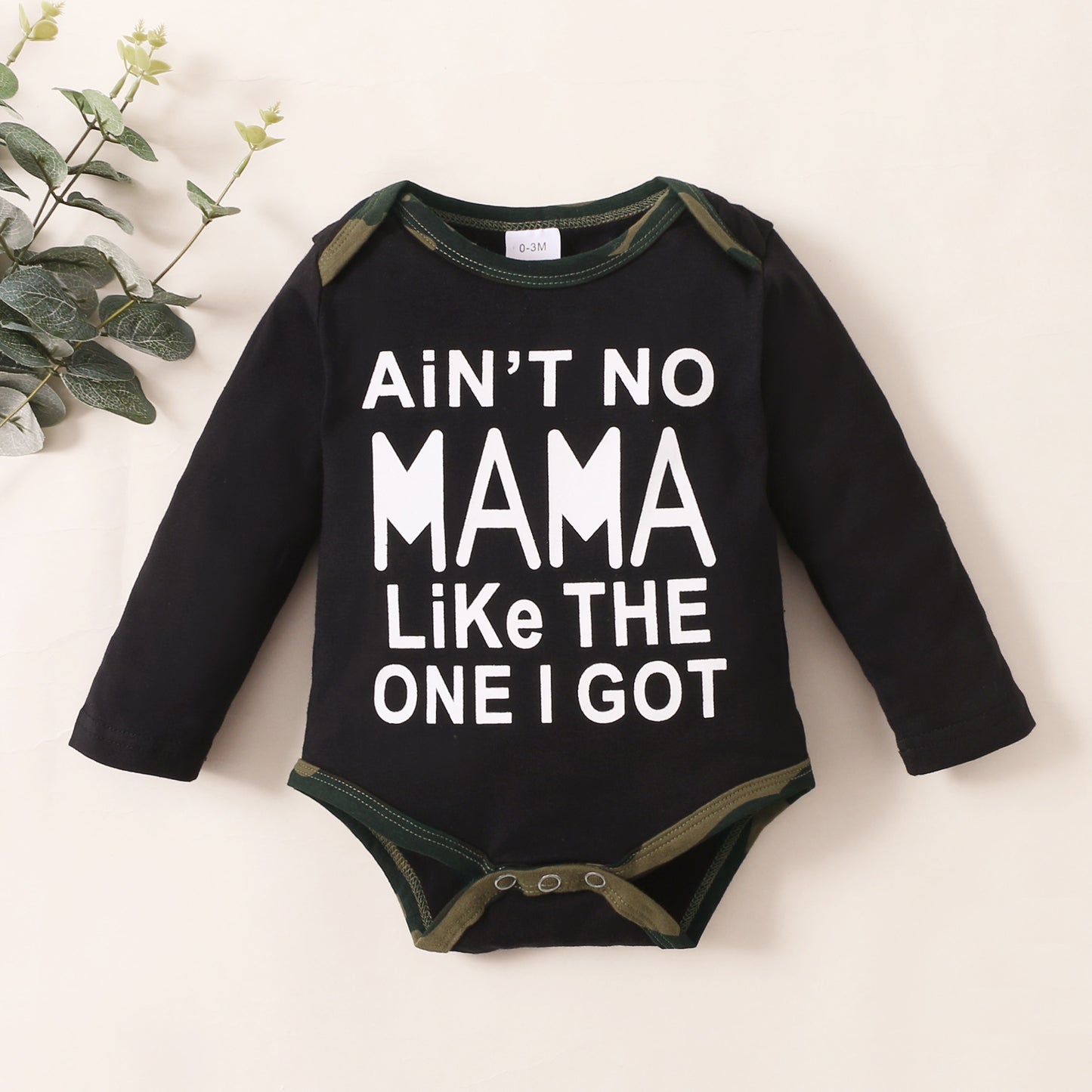 Spring And Autumn Boys' MAMA Letter Printing Long-sleeve Jumpsuit Three-piece Set
