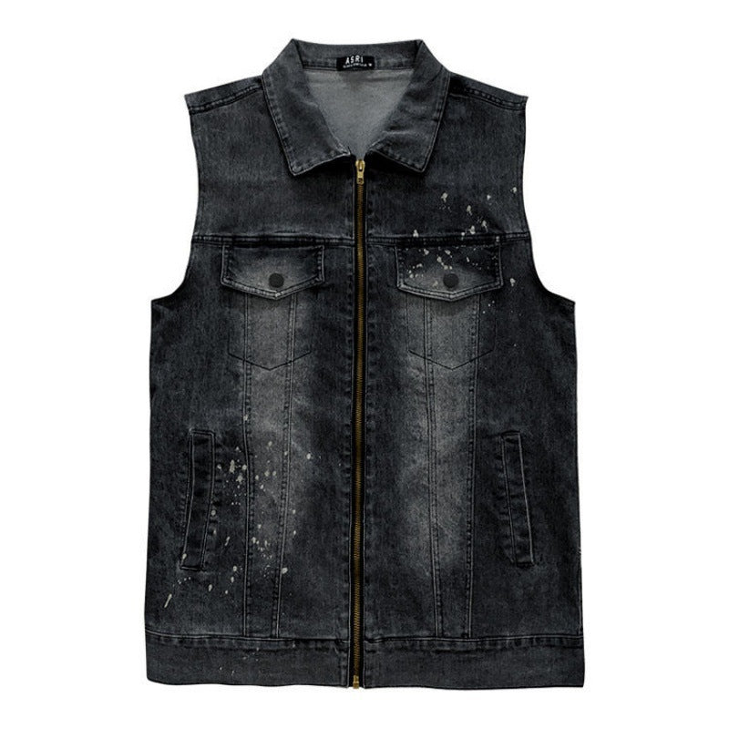 Summer New Denim Vest Men's Coat Top Fashion Slim Fit Waistcoat Retro Sleeveless Jacket