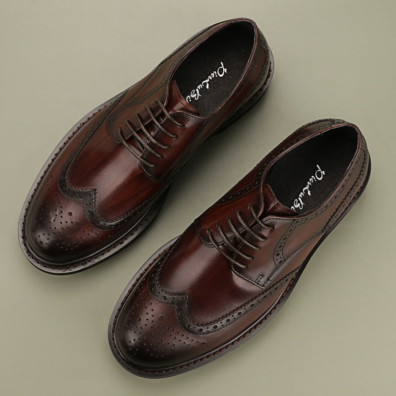 Leather Round Toe Men's Big Toe Shoes For Young And Middle-Aged