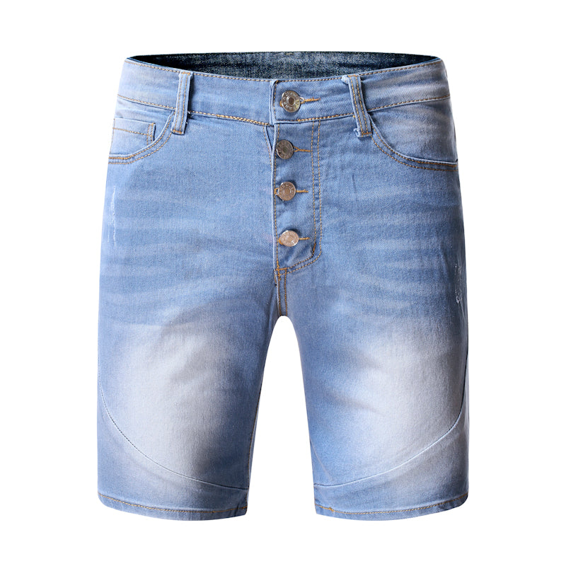 Men's Fashion Holes Blue Denim Shorts