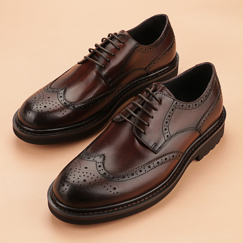 Leather Round Toe Men's Big Toe Shoes For Young And Middle-Aged