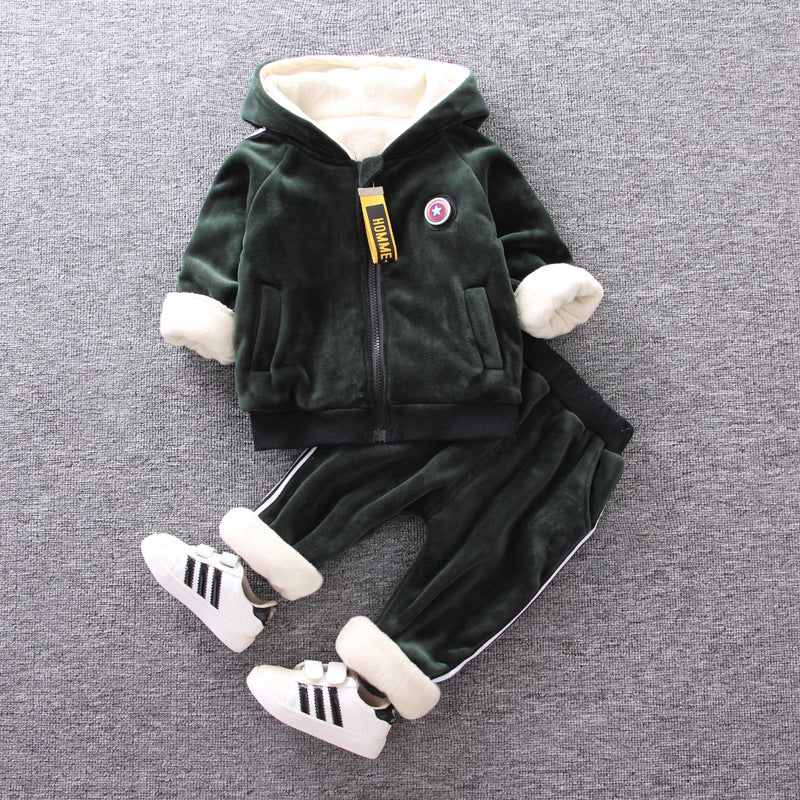 Boys And Girls Casual Fashion Plus Velvet Thickening Children