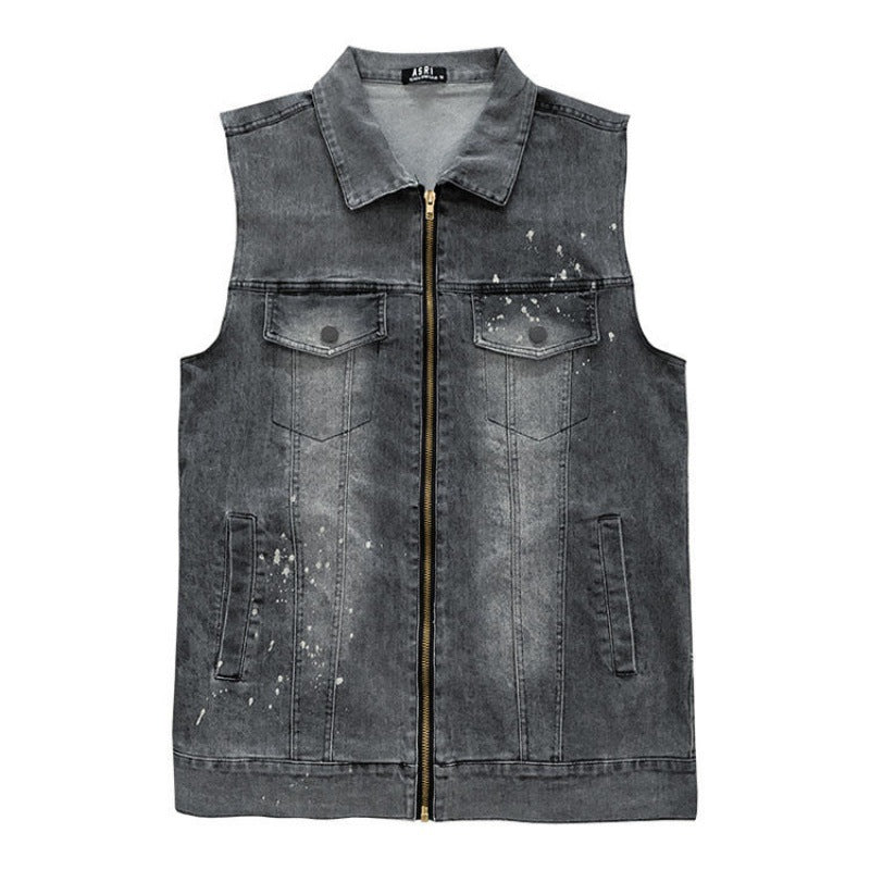 Summer New Denim Vest Men's Coat Top Fashion Slim Fit Waistcoat Retro Sleeveless Jacket