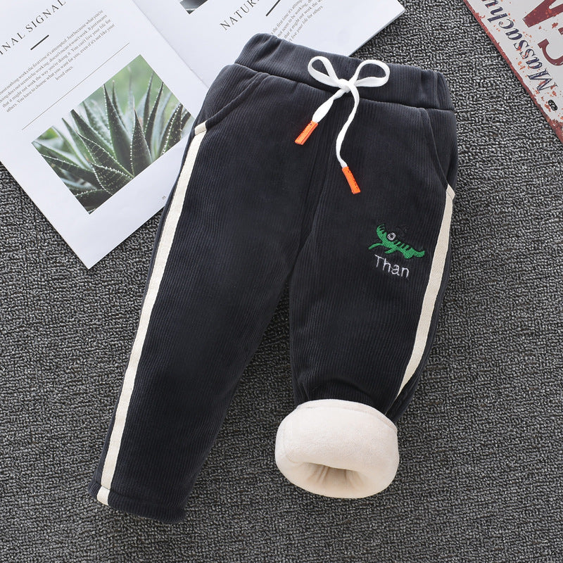 Baby Cotton Pants Boys Three Layer Plus Velvet And Thick Girls