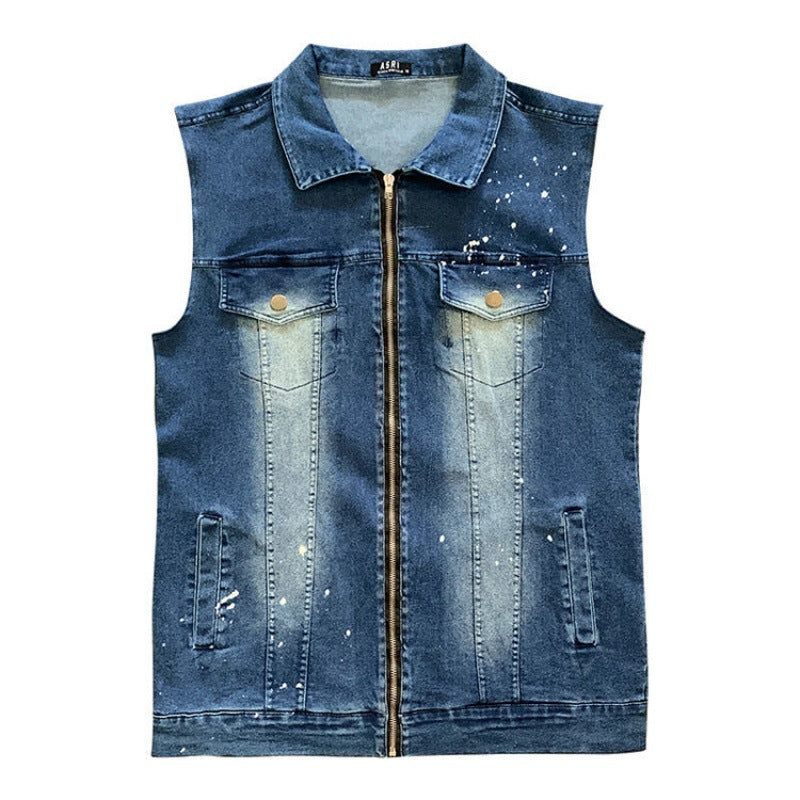 Summer New Denim Vest Men's Coat Top Fashion Slim Fit Waistcoat Retro Sleeveless Jacket