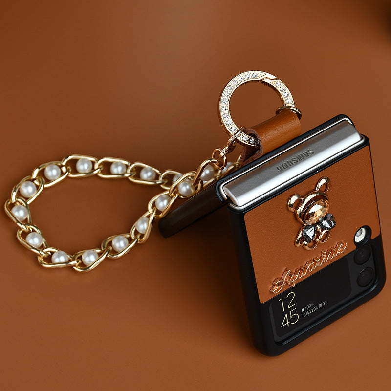 Diamond Bear Mobile Phone Case Folding Screen Ring Buckle