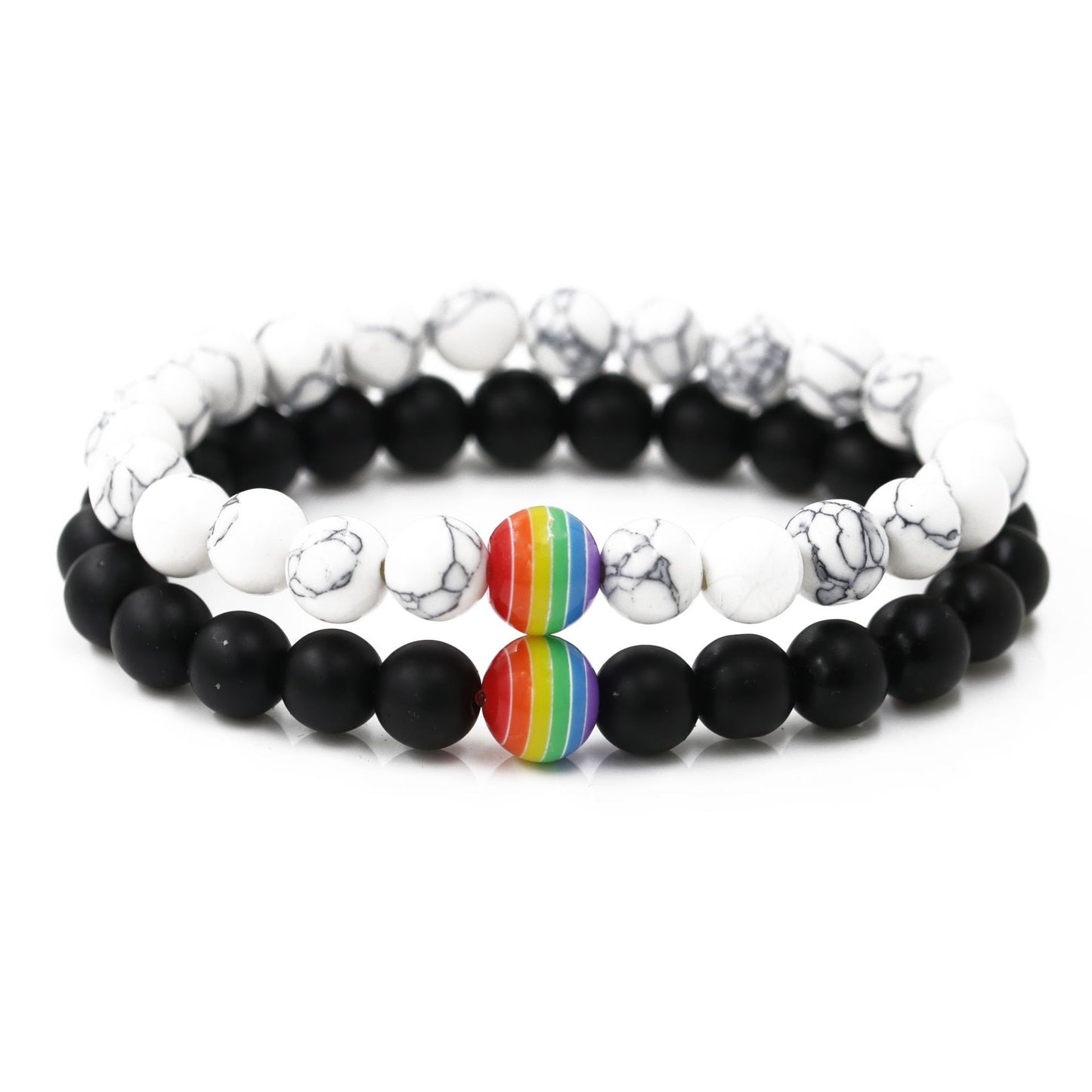 Volcanic Rock Couple Bracelet Colorful Chakra Bracelet