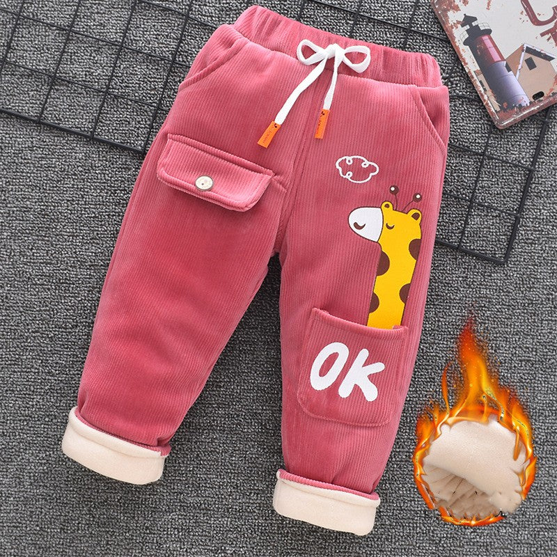 Baby Cotton Pants Boys Three Layer Plus Velvet And Thick Girls