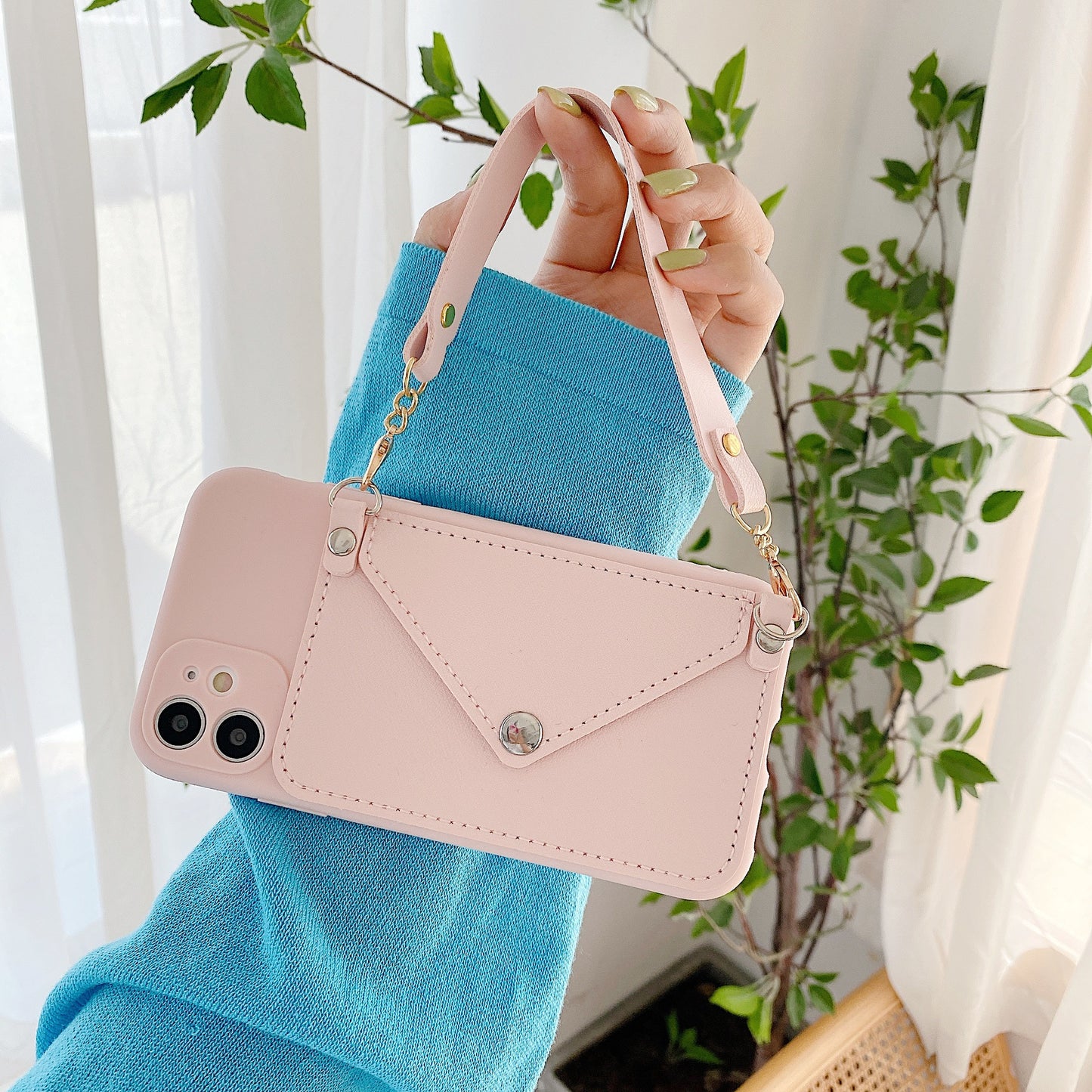 Handheld Messenger Rope Mobile Phone Case With Card Bag