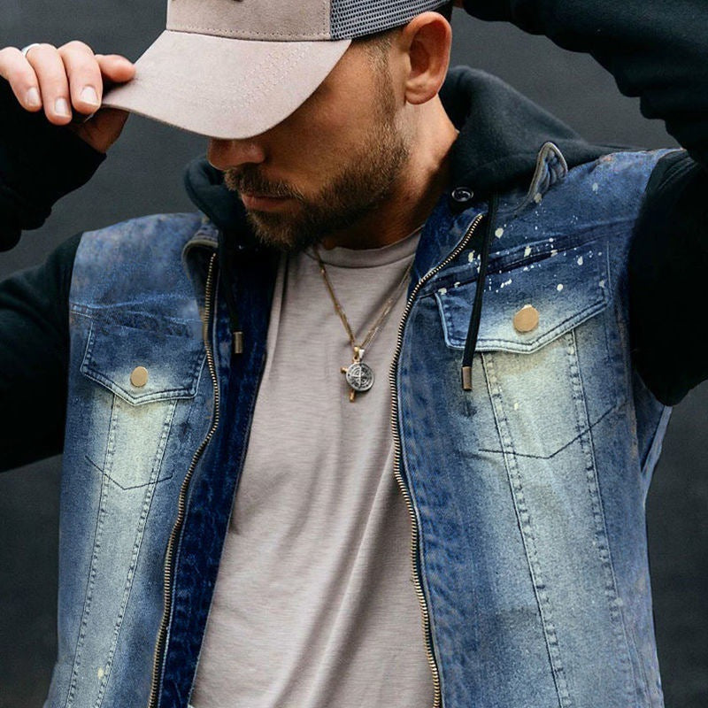 Summer New Denim Vest Men's Coat Top Fashion Slim Fit Waistcoat Retro Sleeveless Jacket