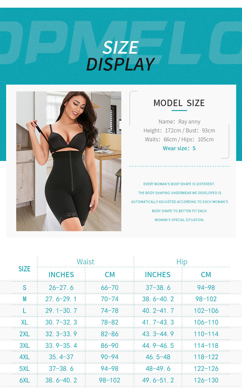 High Waist Breasted Long Zipper Non-slip Waist Head Belly Contracting And Waist Slimming Butt-lift Underwear